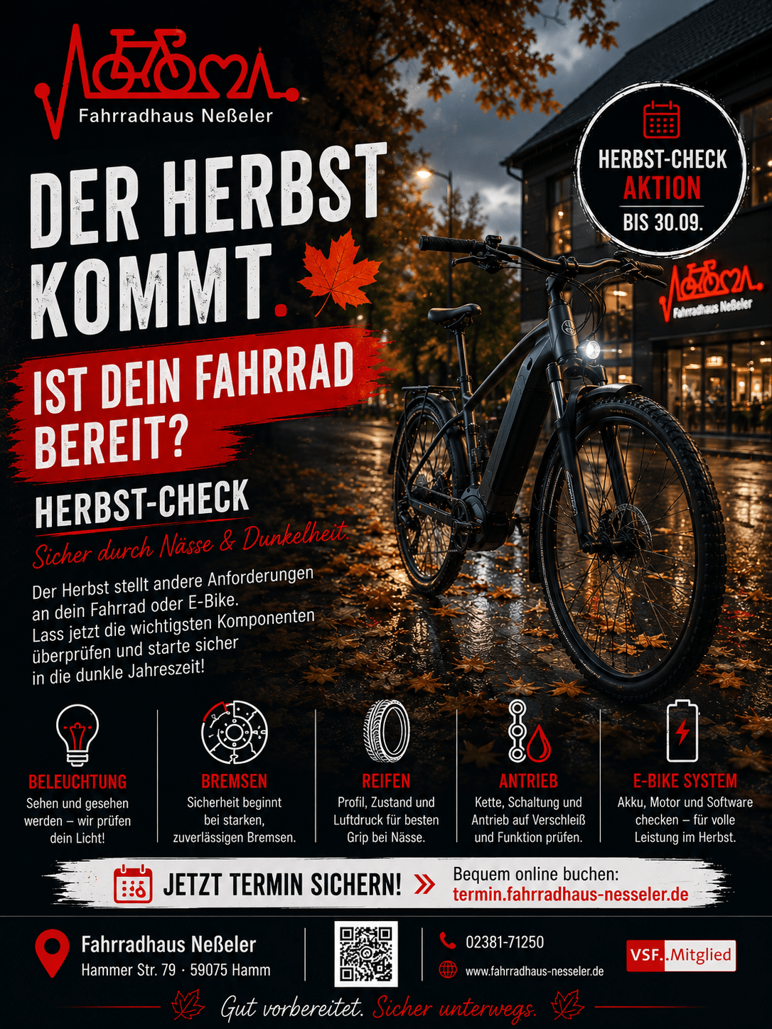 Herbst-Check für Fahrrad und E-Bike beim Fahrradhaus Neßeler in Hamm