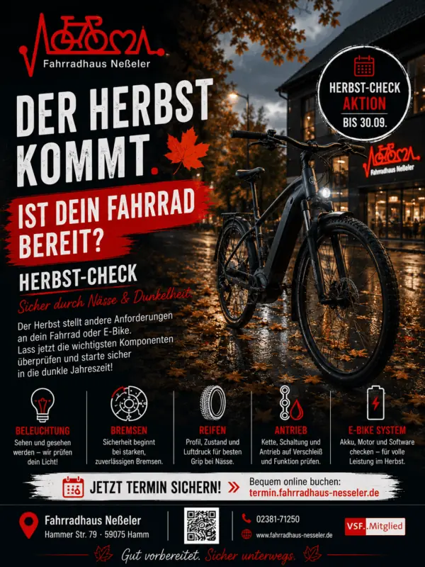 Herbst-Check für Fahrrad und E-Bike beim Fahrradhaus Neßeler in Hamm